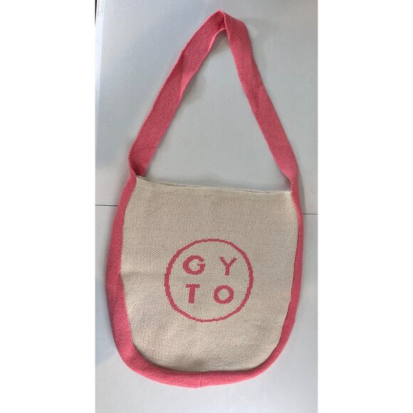 GYTO Smiley Face Knit Tote Bag Pink Cream Get Your Teach On - Picture 2 of 10